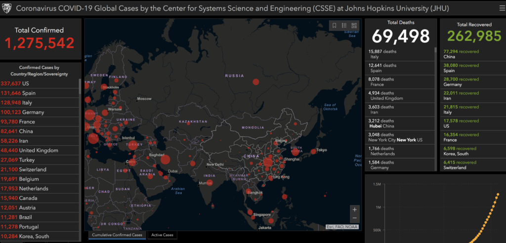 新型コロナウイルス　コロナの全世界の感染状況マップ